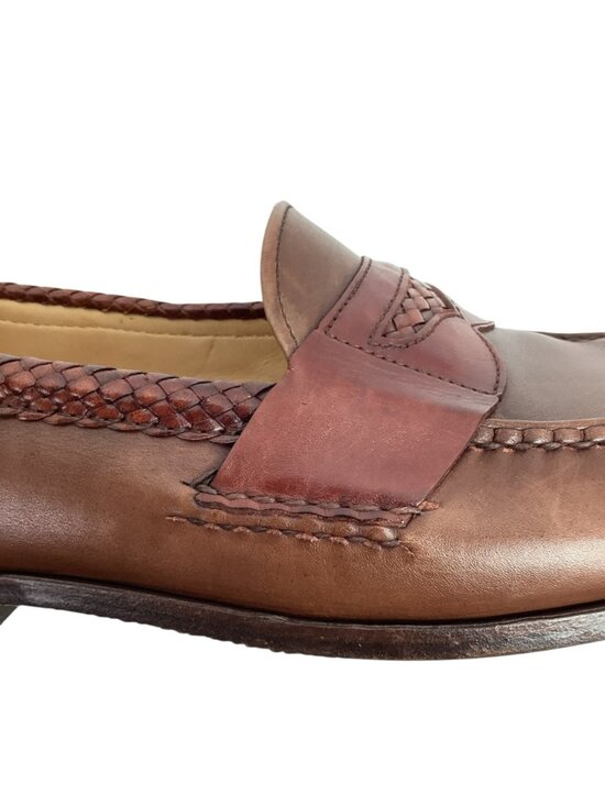 Allen Edmonds Newcastle Mens 10.5D Braided Leather Loafers Brown main image 12